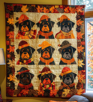 Autumn Leaves & Rottweiler Love Blanket
